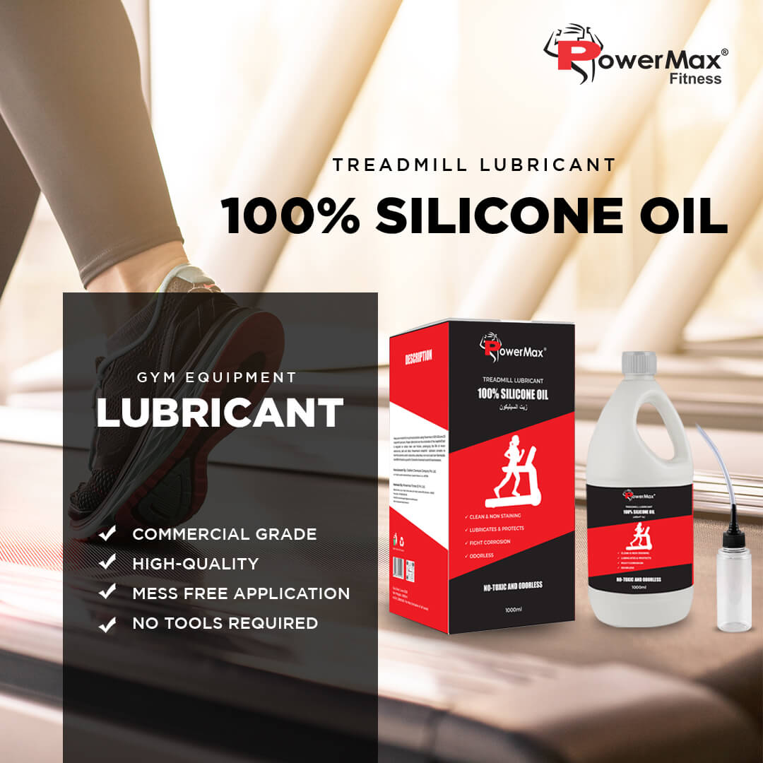 PowerMax Fitness PMS-1000 | 100% Silicone Oil | Treadmill Belt Lubricant | Made In India | No Odor | Nozzle cap for easy application | smooth running | Silicone Oil Bottle