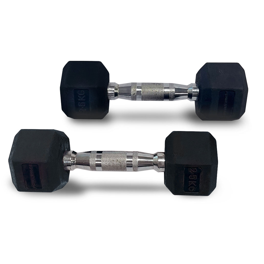 Rubber Coated Hexagon Dumbbells