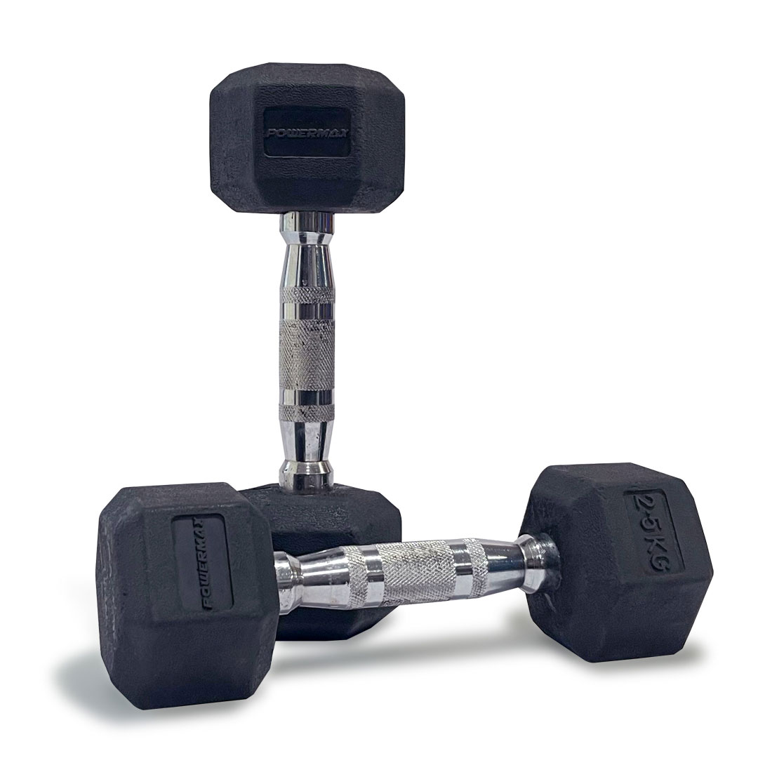 Rubber Coated Hexagon Dumbbells