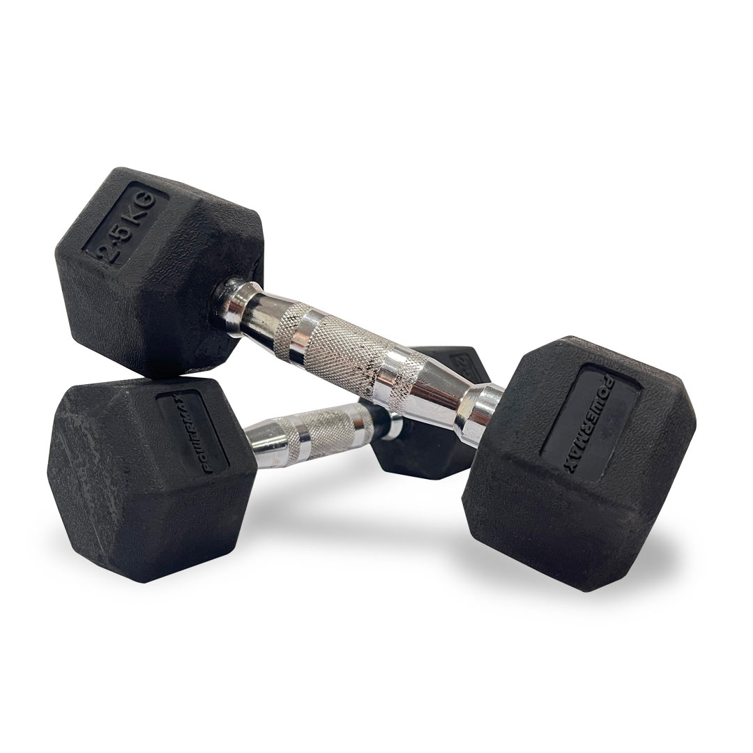 Rubber Coated Hexagon Dumbbells