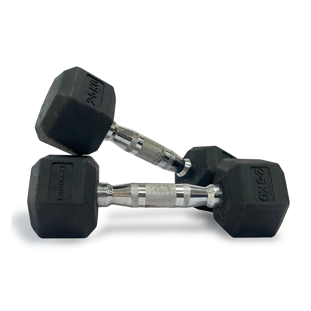 Rubber Coated Hexagon Dumbbells