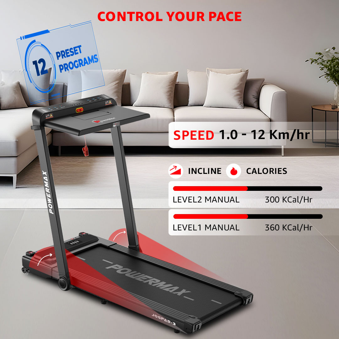 JogPad-3 Dual LED Display Motorized Treadmill with Work Desk & iPhone Holder