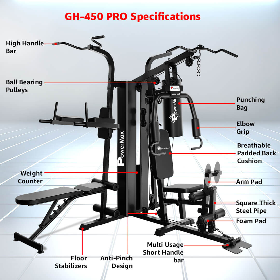 GH-450PRO Multi Gym with Punching Bag & Adjustable Bench