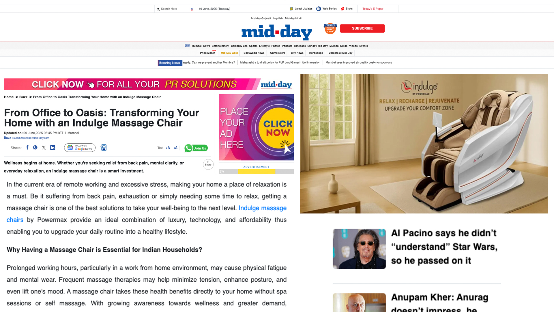From Office to Oasis: Transforming Your Home with an Indulge Massage Chair