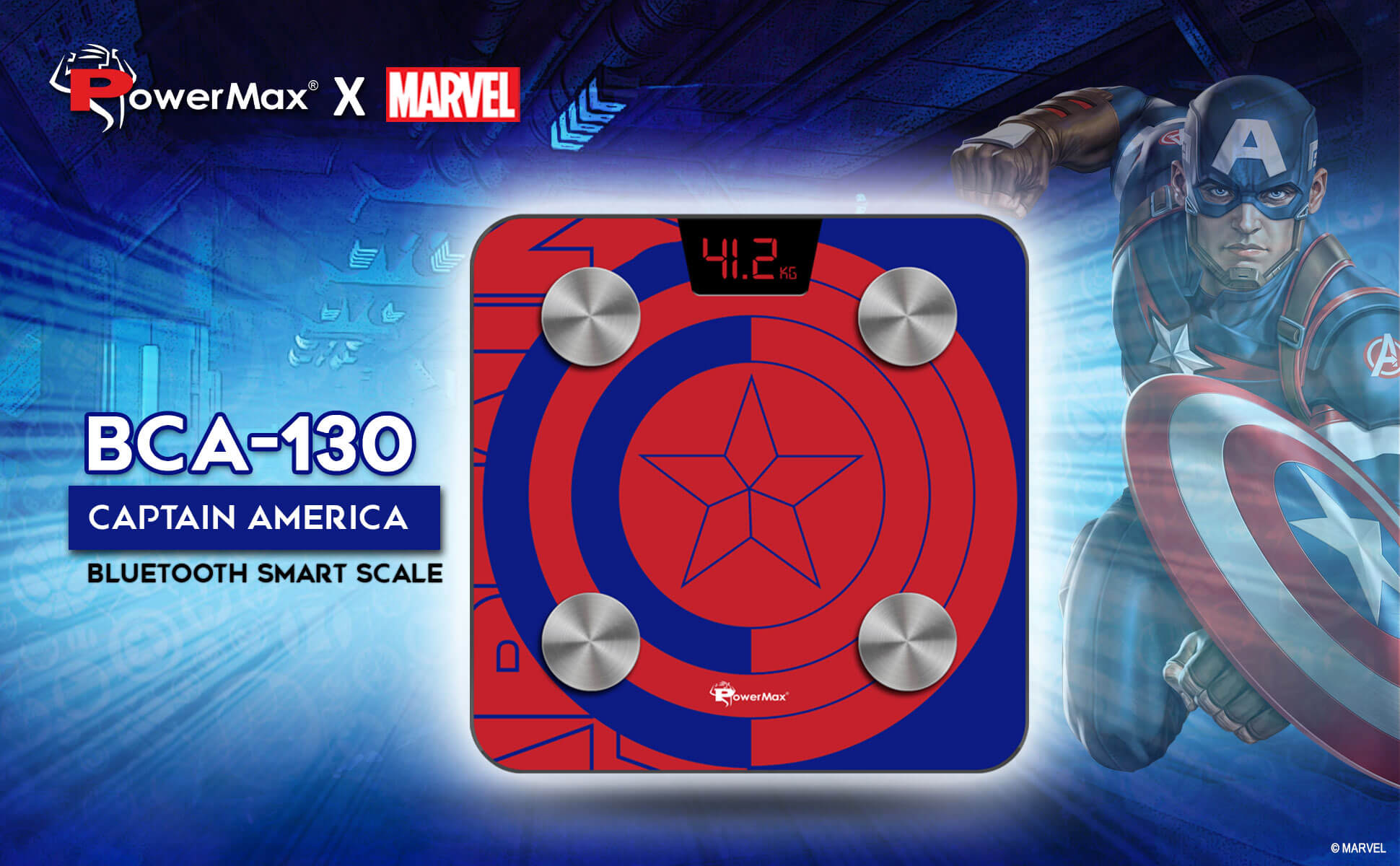 buy powermax x marvel bca-130 captain america edition bluetooth smart scale