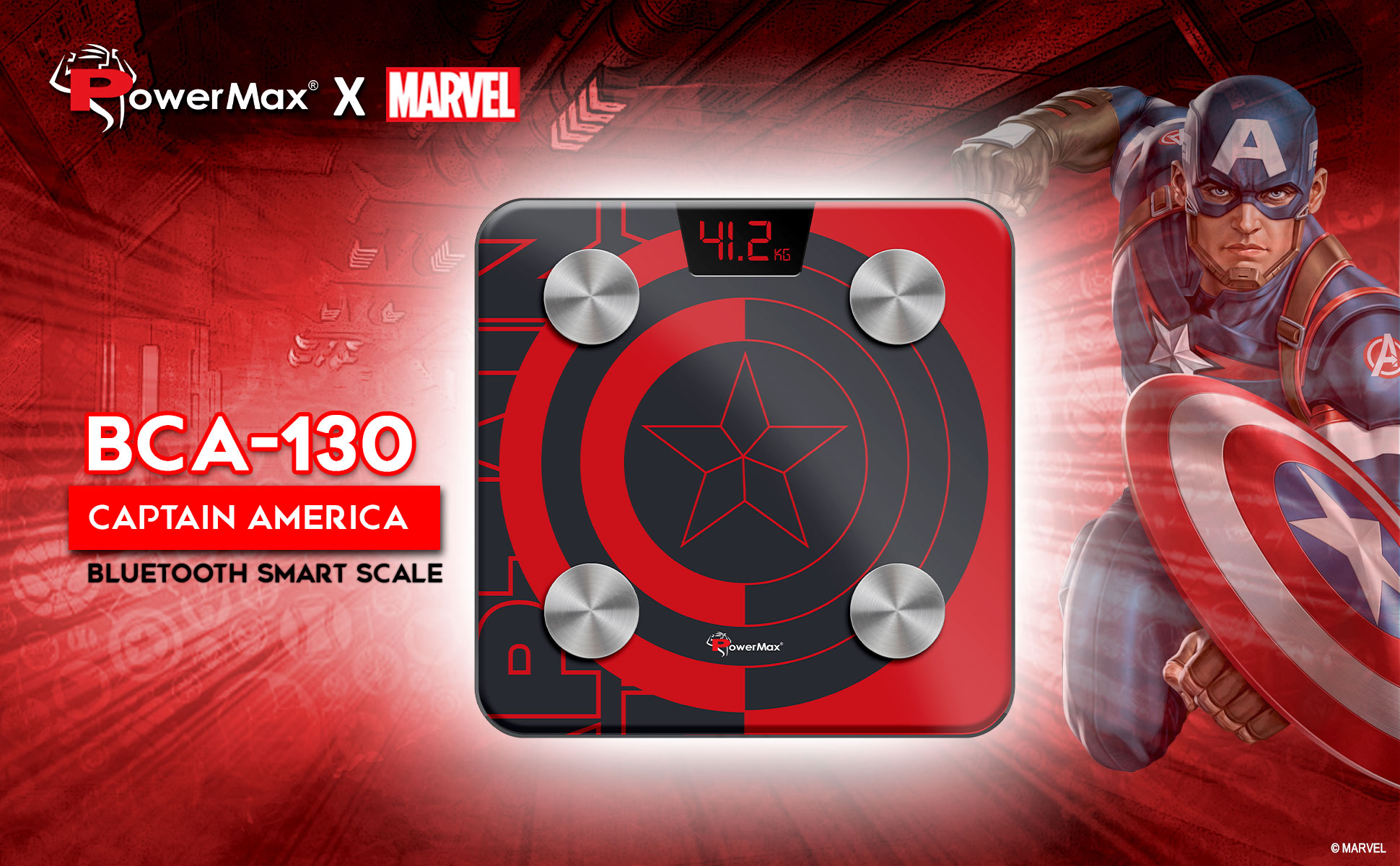 buy powermax x marvel bca-130 captain america edition bluetooth smart scale