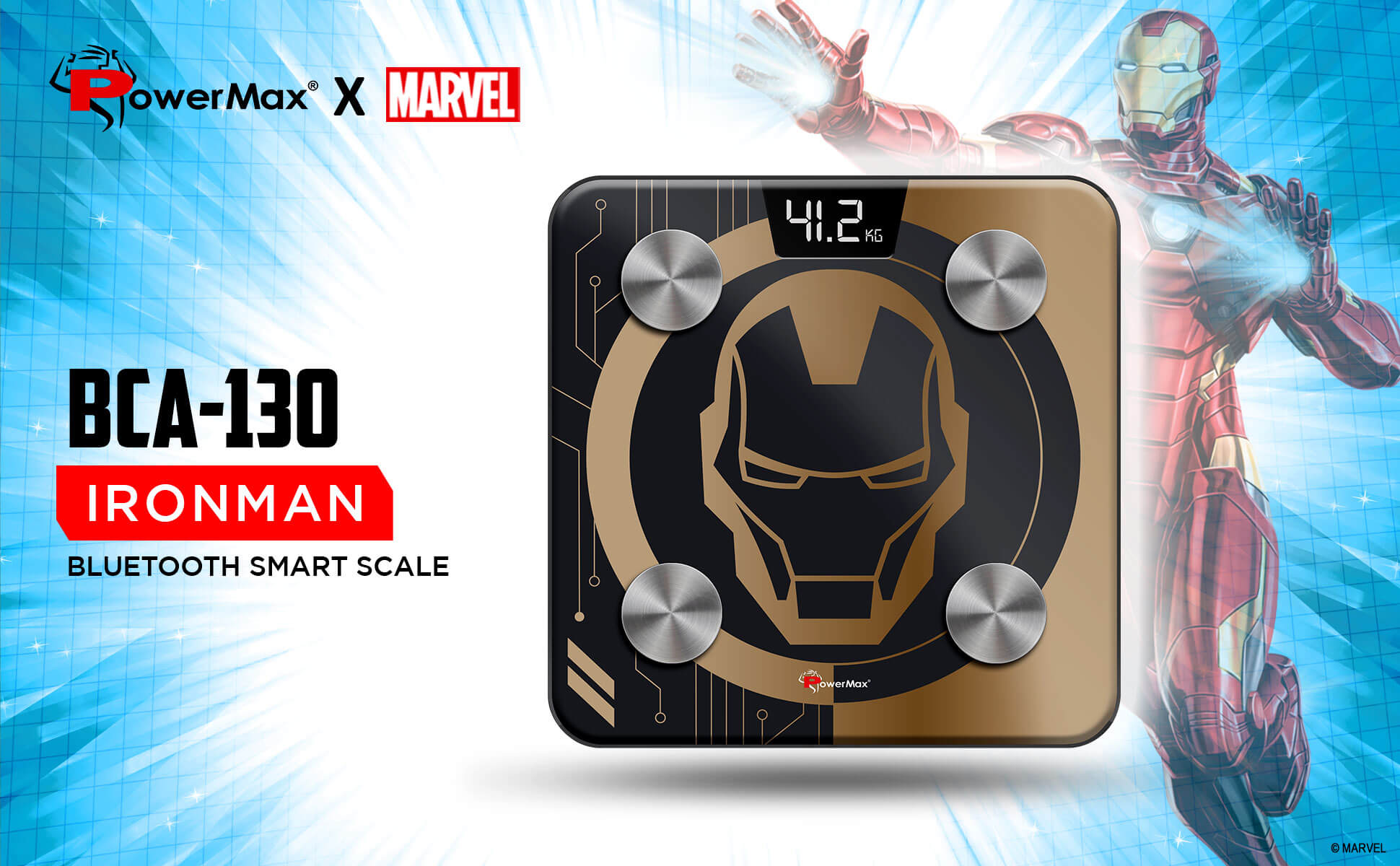 buy powermax x marvel bca-130 iron man edition bluetooth smart scale