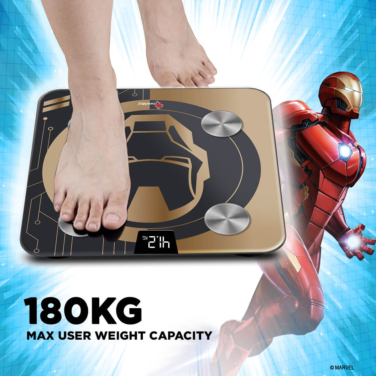 buy powermax x marvel bca-130 iron man edition bluetooth smart scale