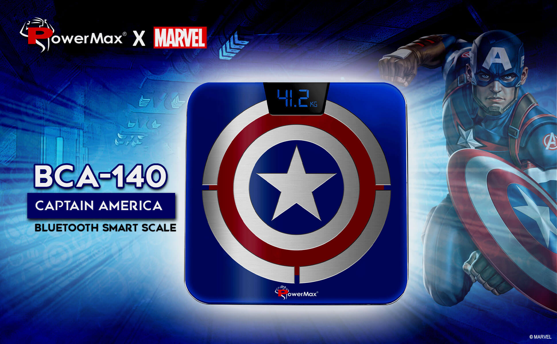 buy powermax x marvel bca-140 captain america edition bluetooth smart scale