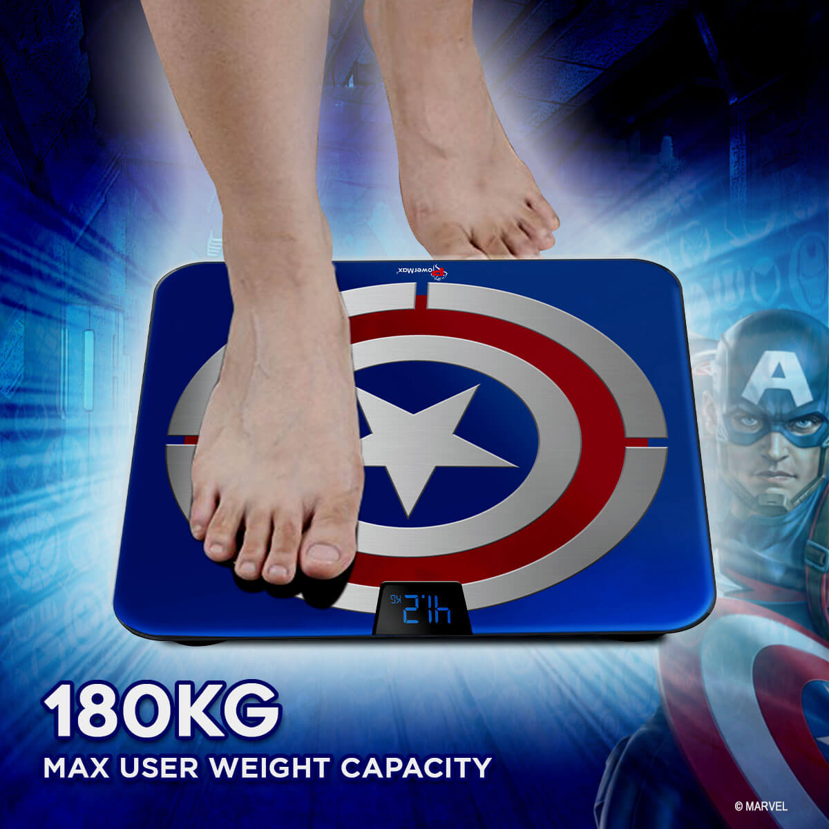 buy powermax x marvel bca-140 captain america edition bluetooth smart scale