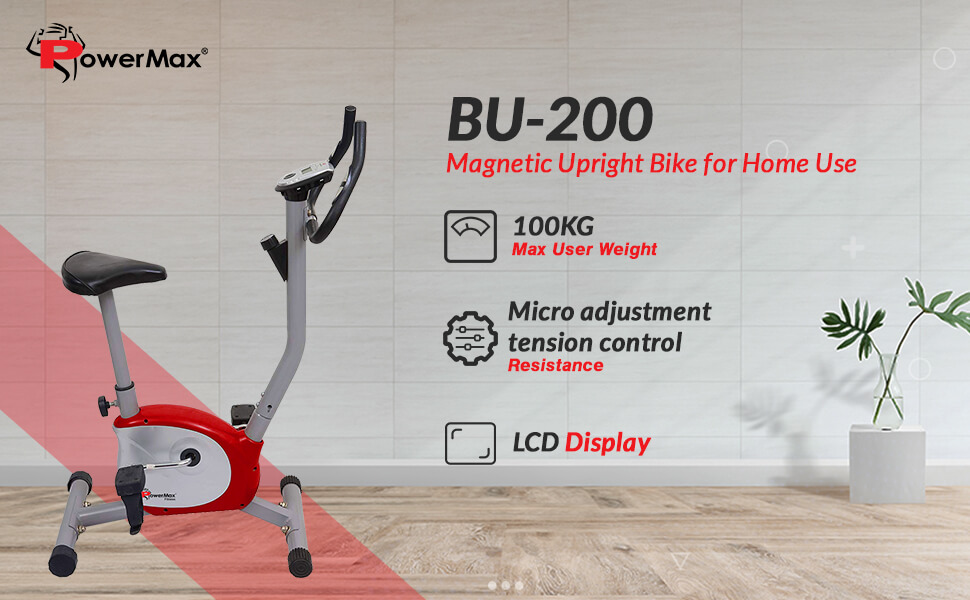 PowerMax Fitness BU-200 Magnetic Upright Bike for Home Use