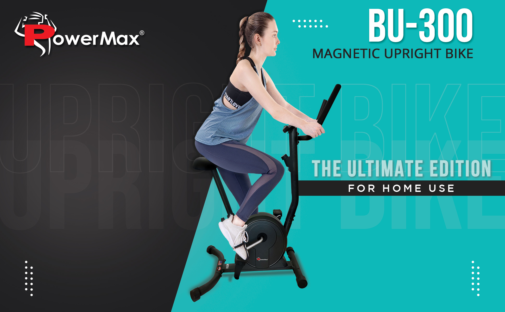 PowerMax Fitness BU-300 Exercise Upright Bike with LCD Display & Heart Rate sensors for Home Workout