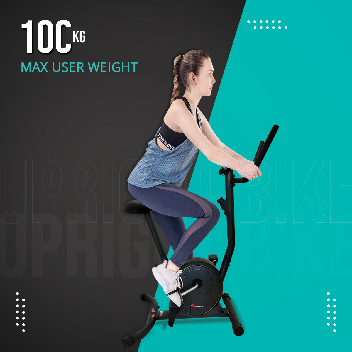 PowerMax Fitness BU-300 Exercise Upright Bike with LCD Display & Heart Rate sensors for Home Workout