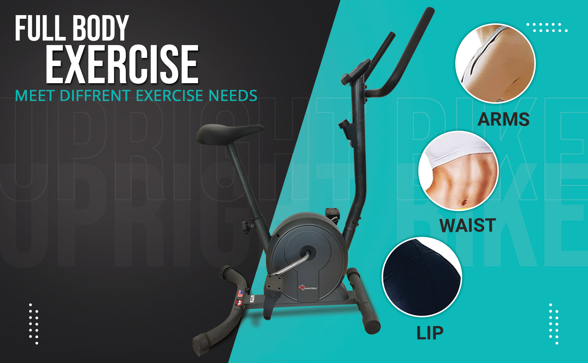 PowerMax Fitness BU-300 Exercise Upright Bike with LCD Display & Heart Rate sensors for Home Workout