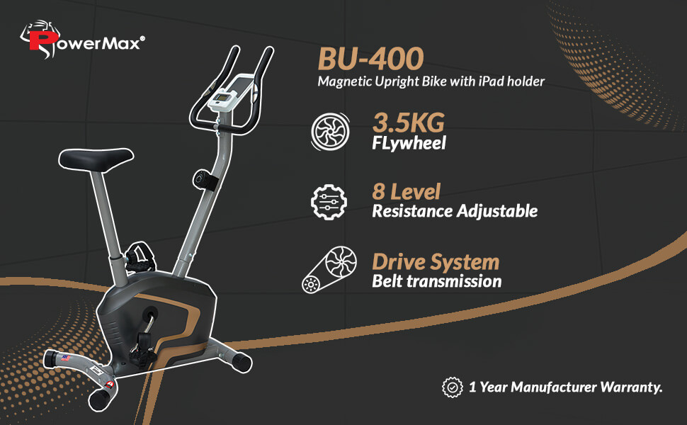 PowerMax Fitness BU-400 Magnetic Upright Exercise Bike