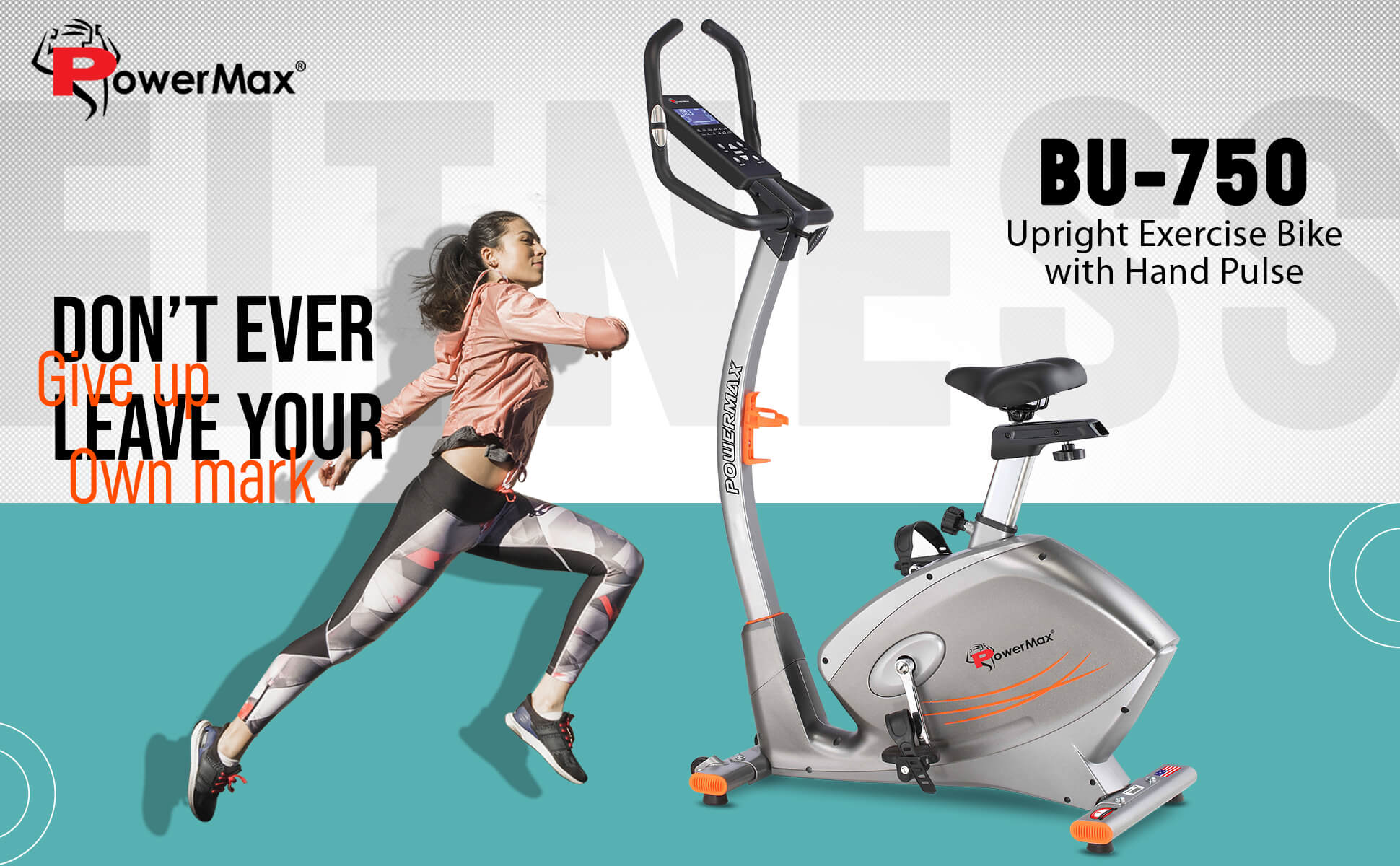 PowerMax Fitness BU-750 Upright Exercise Bike with Hand Pulse