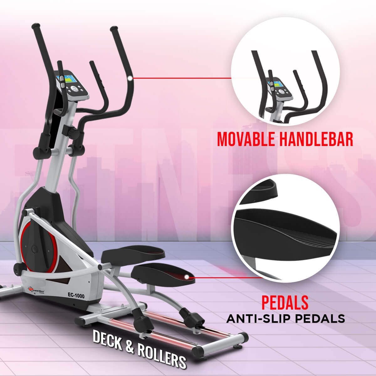 buy powermax ec-1000 semi-commercial elliptical cross trainer with magnetic resistance