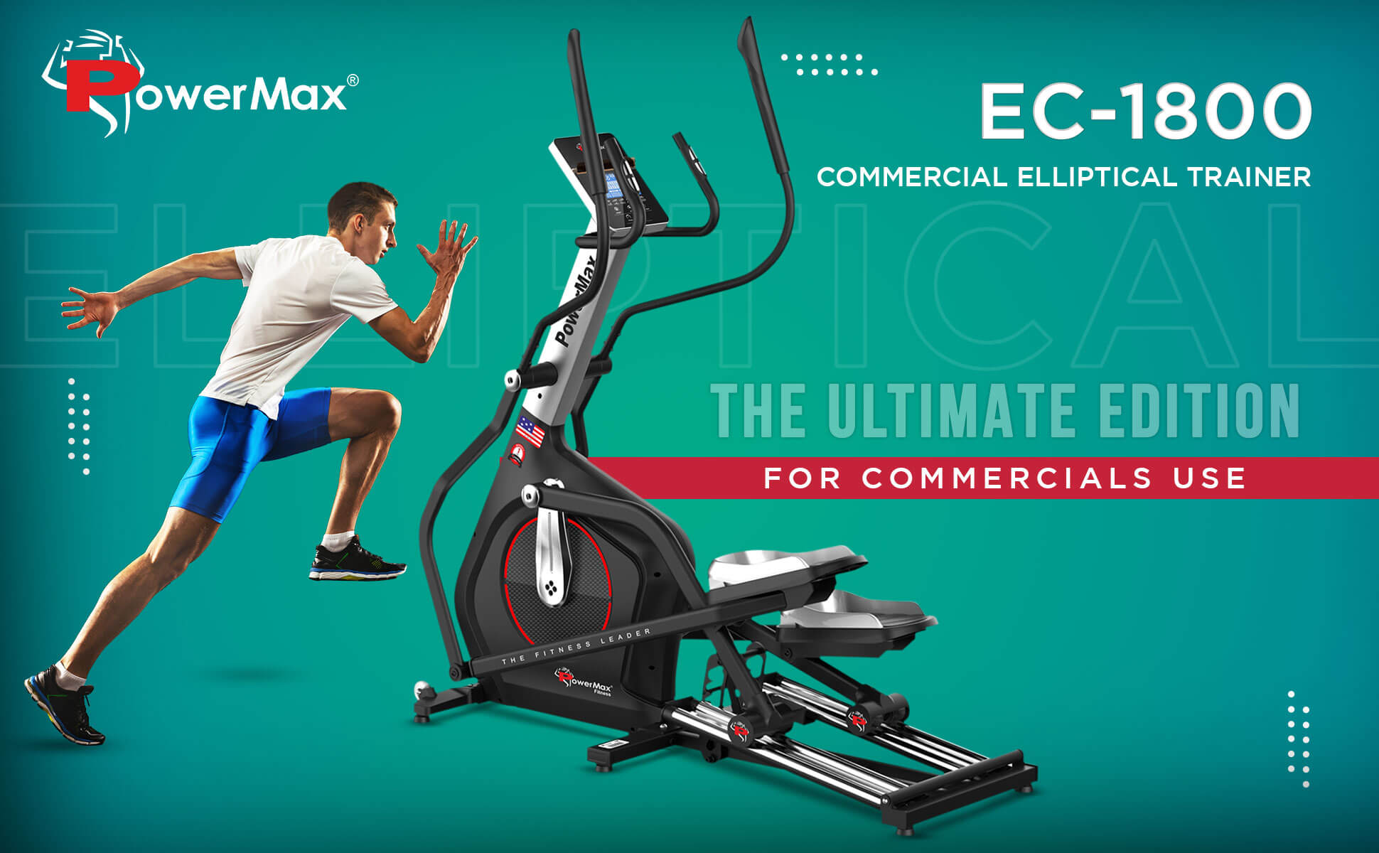 buy powermax ec-1800 commercial elliptical trainer with adjustable stride length