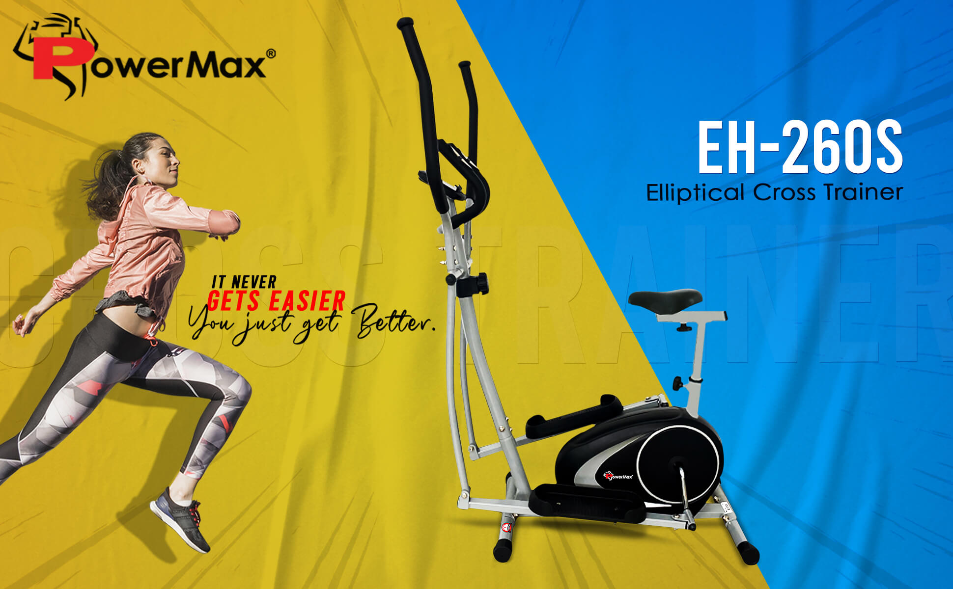 Buy Powermax Fitness EH-260S Elliptical Cross Trainer with Hand Pulse