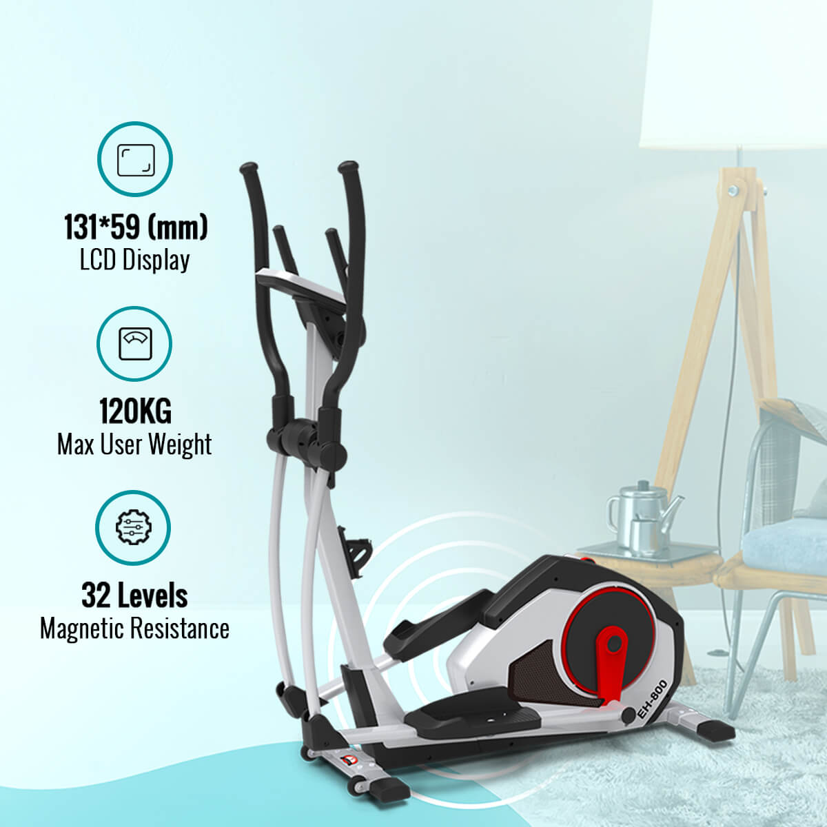 Buy Powermax Fitness EH-800 Motorized Elliptical Cross Trainer with Magnetic Resistance for home use
