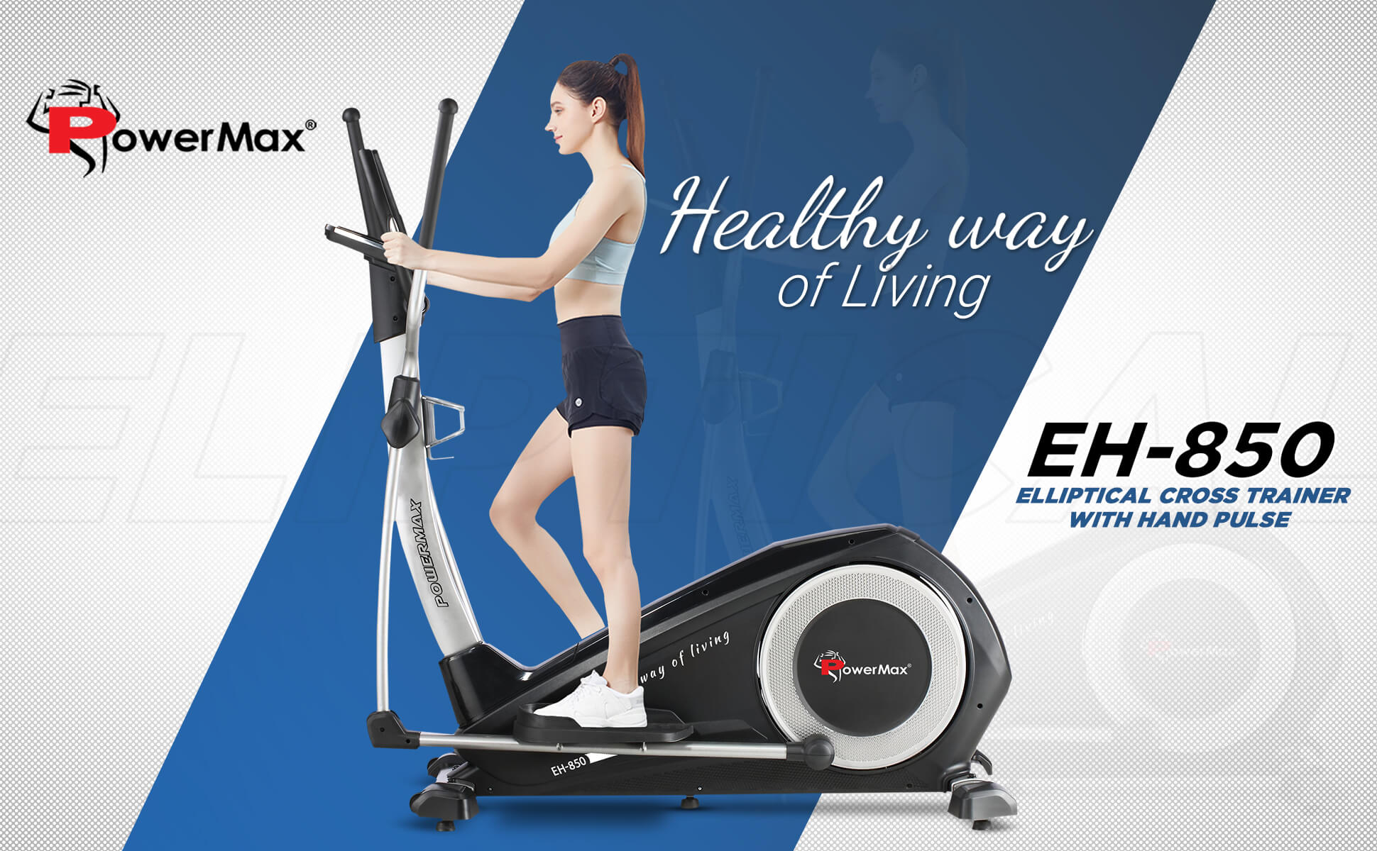 buy powermax eh-850 elliptical cross trainer with hand pulse, water bottle cage for home use