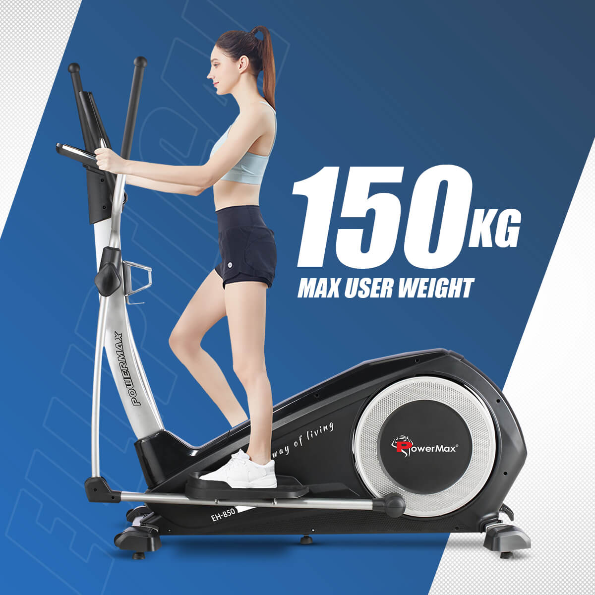 buy powermax eh-850 elliptical cross trainer with hand pulse, water bottle cage for home use