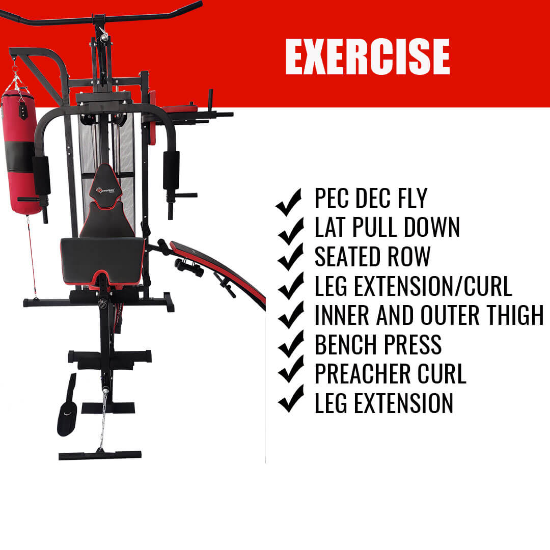 PowerMax Fitness GH-450P Home Gym with Punching Bag