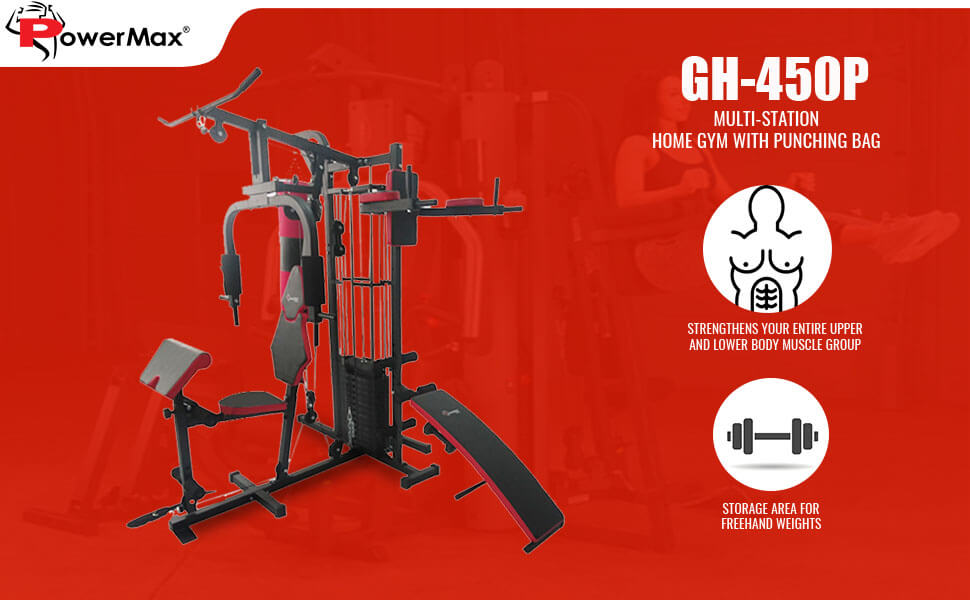PowerMax Fitness GH-450P Home Gym with Punching Bag