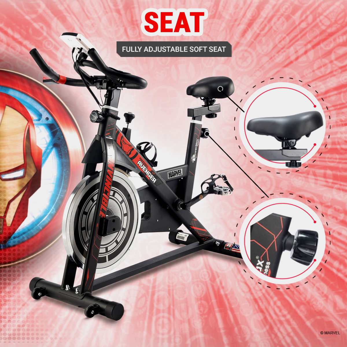 buy powermax x marvel mb-145 exercise spin bike for home use
