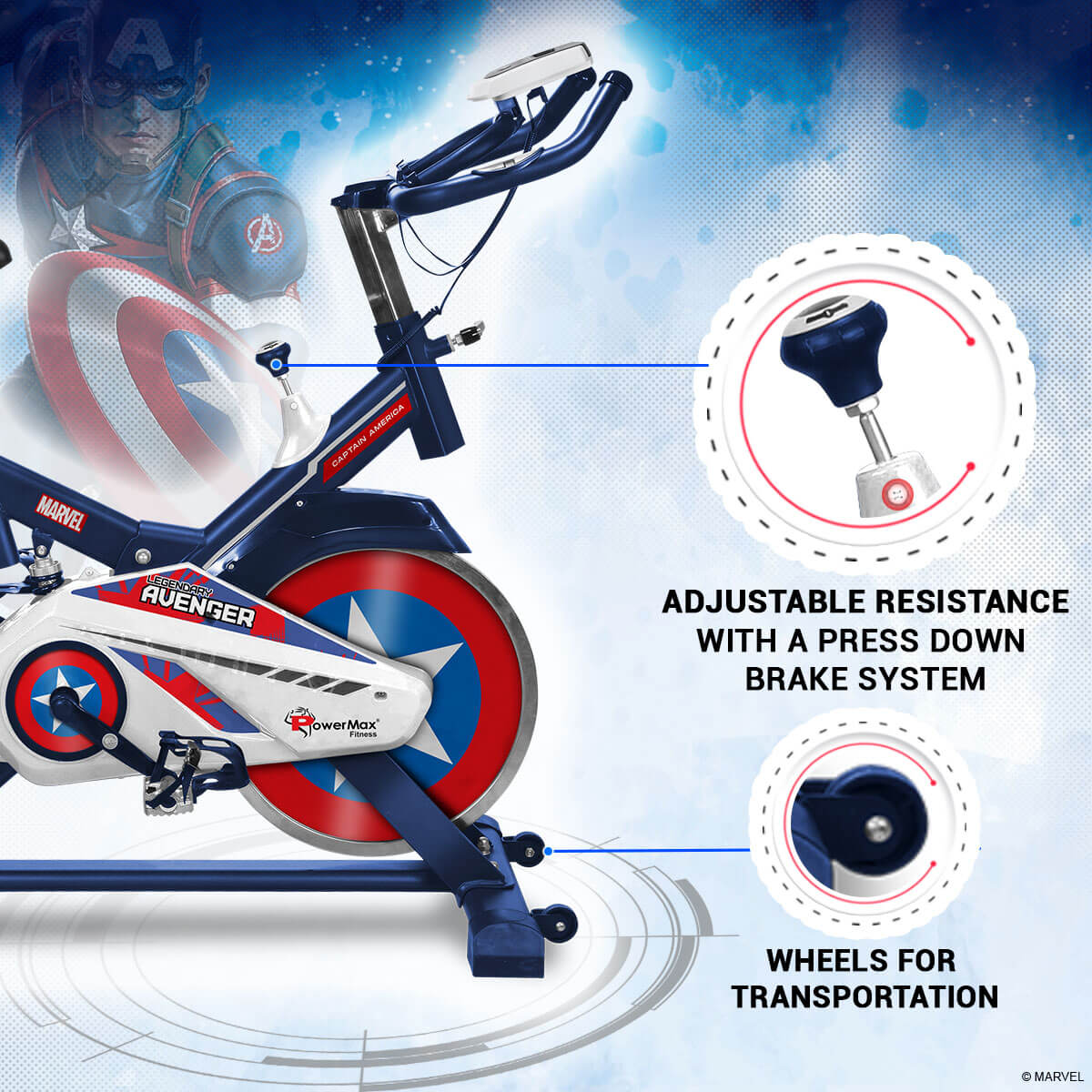 buy powermax x marvel mb-165 exercise spin bike for home use
