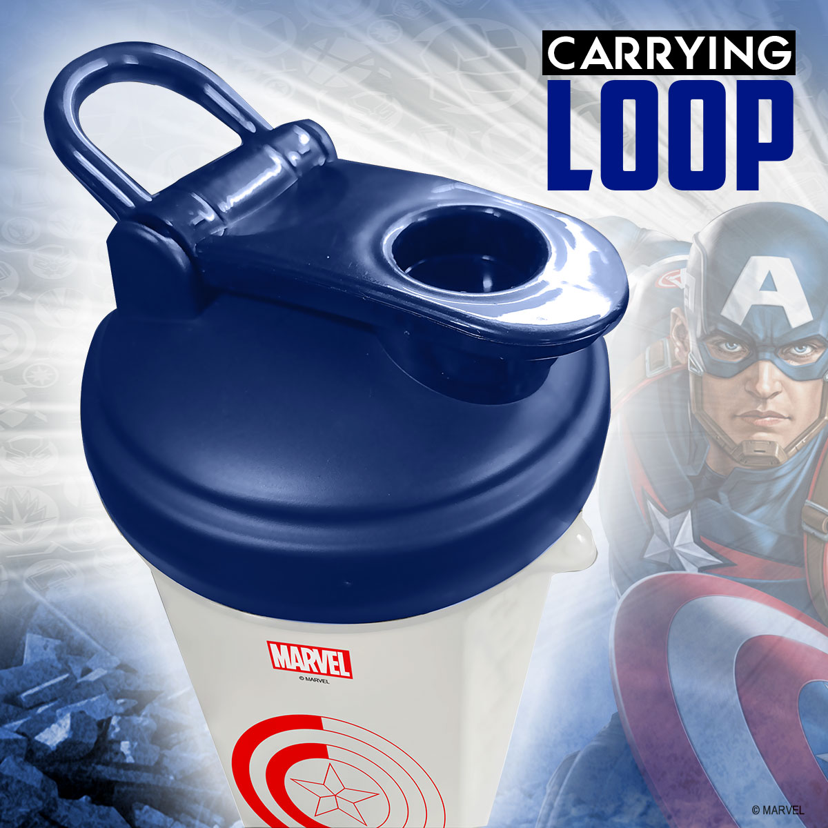 buy powermax x marvel msb-6s-ca-clear (600ml) captain america marvel edition protein shaker bottle with single storage