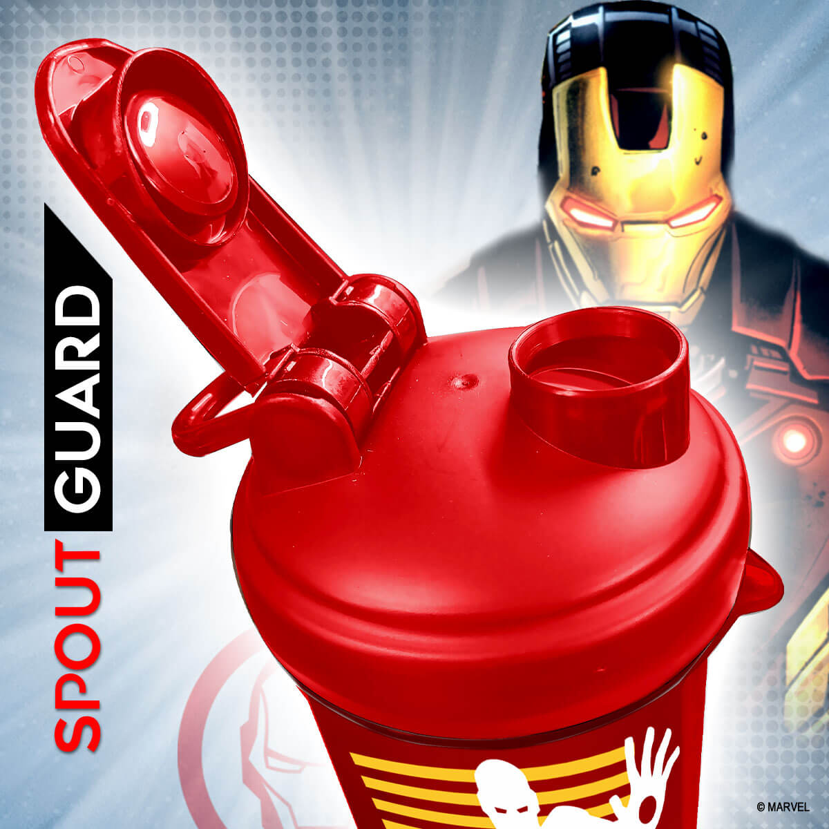 buy powermax x marvel msb-6s-im-red (600ml) ironman marvel edition protein shaker bottle with single storage