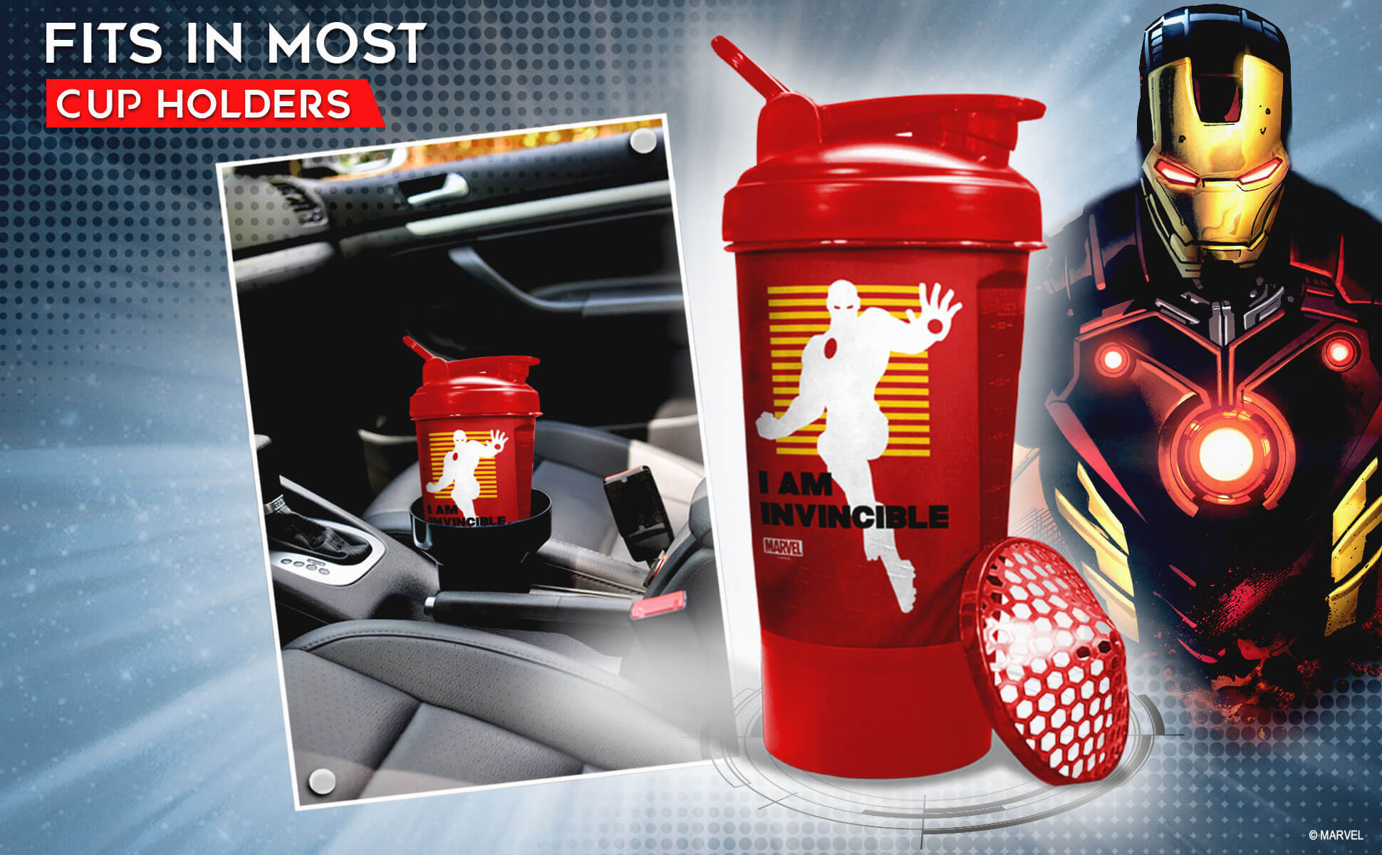 buy powermax x marvel msb-6s-im-red (600ml) ironman marvel edition protein shaker bottle with single storage