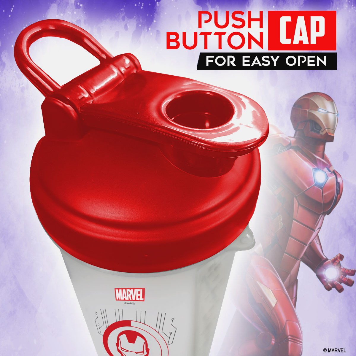 buy powermax x marvel msb-6s-im-clear (600ml) ironman marvel edition protein shaker bottle with single storage