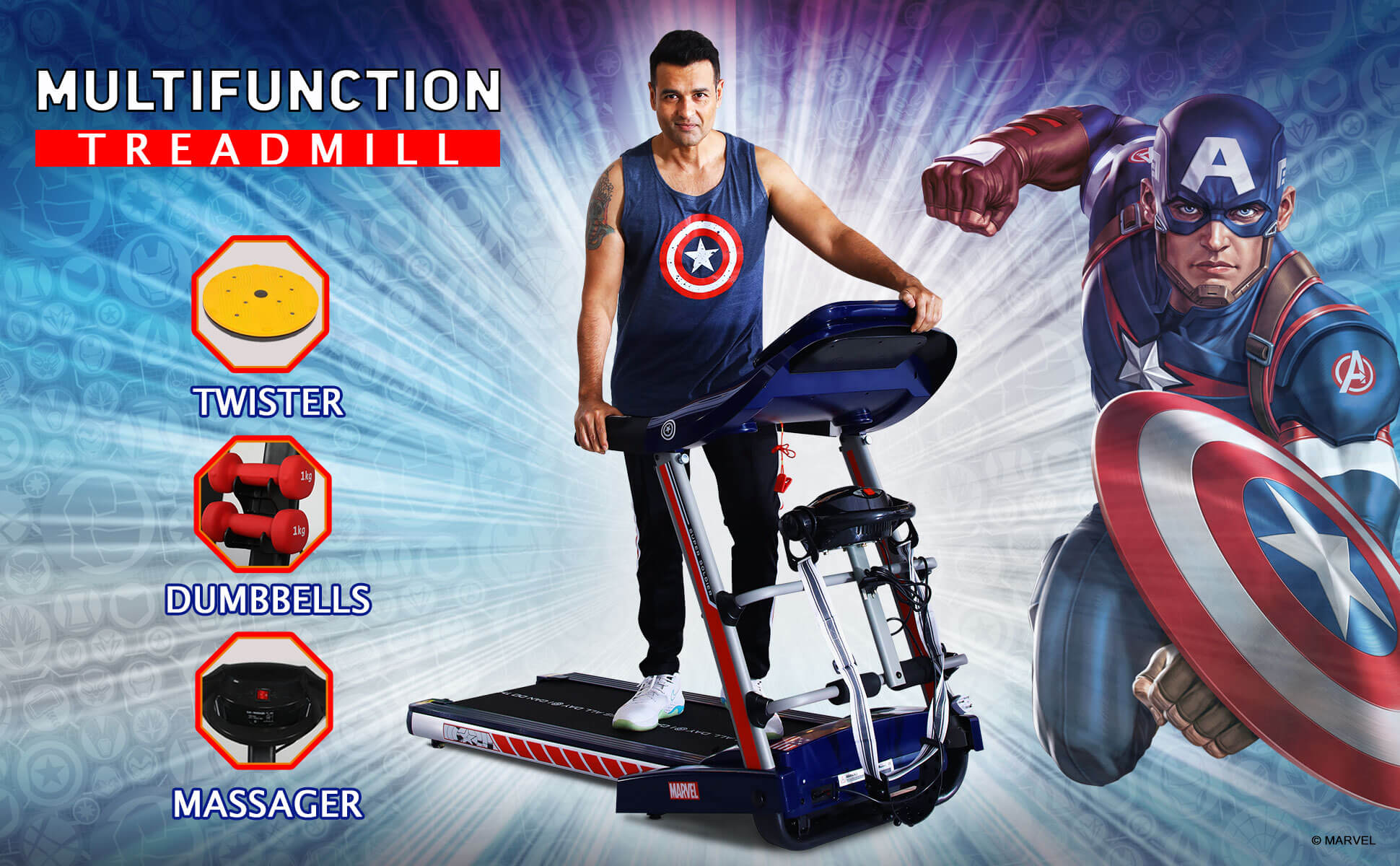 buy powermax x marvel mt-1a motorized treadmill with android & ios application