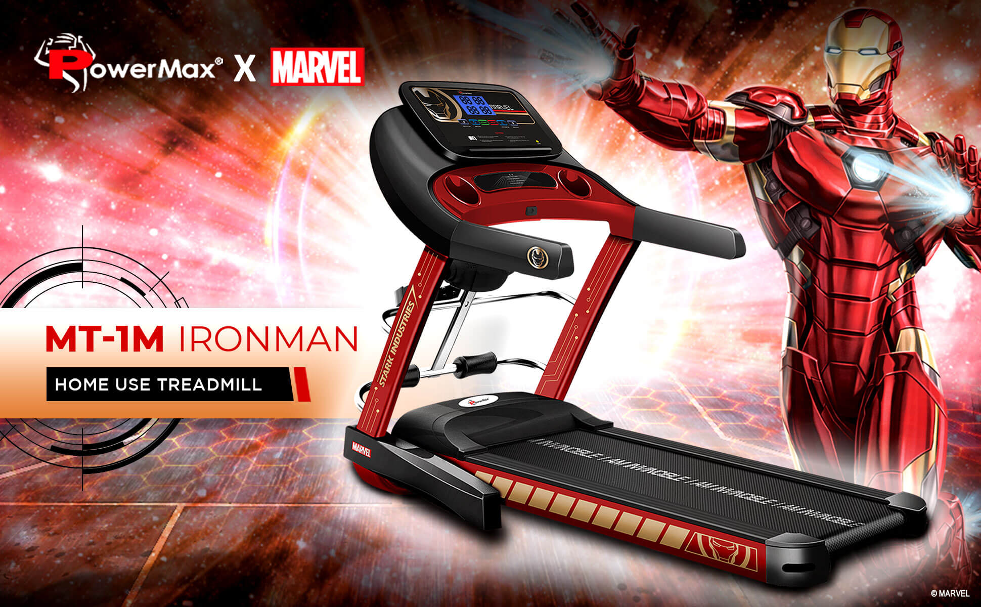 buy powermax x marvel mt-1m motorized treadmill with android & ios application