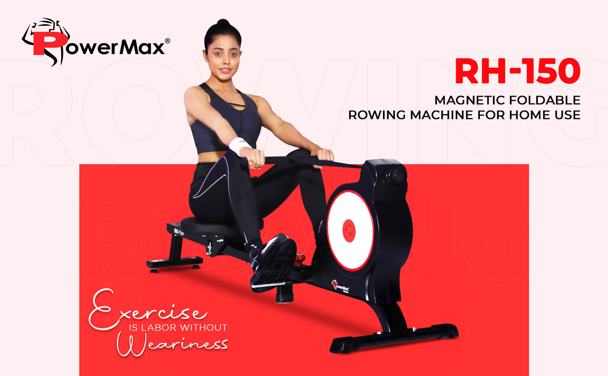 buy powermax fitness rh-150 magnetic foldable rowing machine for home use