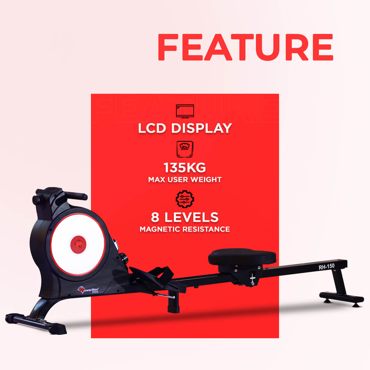 buy powermax fitness rh-150 magnetic foldable rowing machine for home use