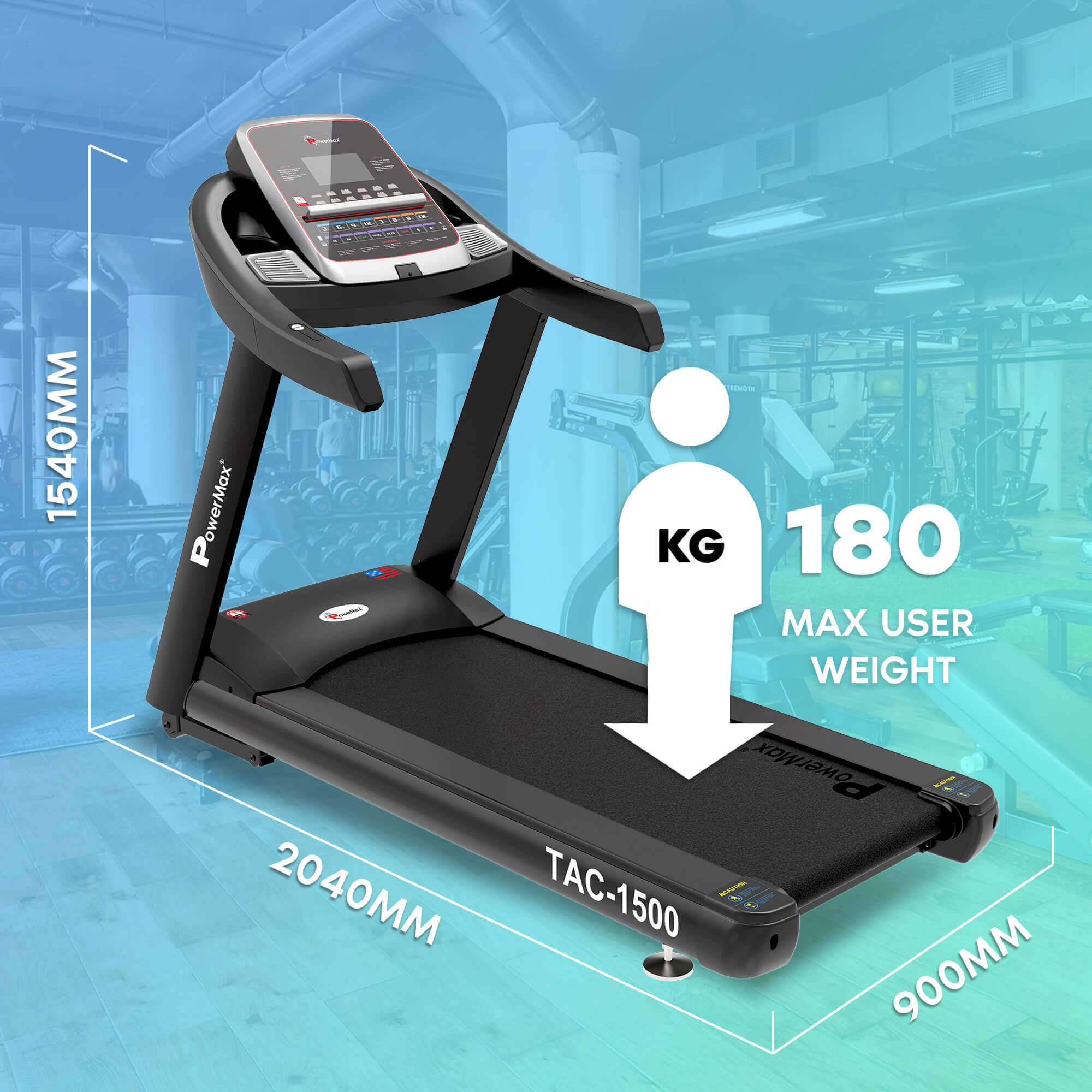 PowerMax TAC-1500 Commercial AC Motorized Treadmill