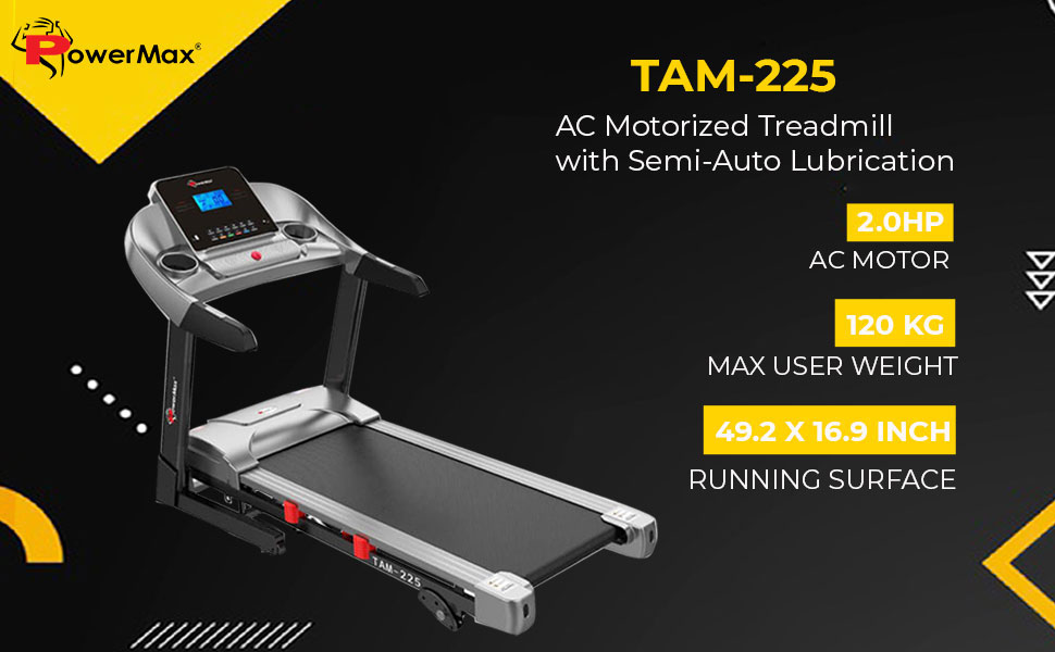 PowerMax Fitness TAM-225 AC Motorized Treadmill with MP3 & iPad Holder