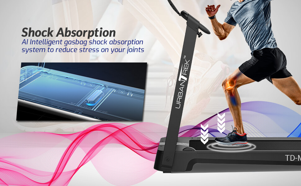 UrbanTrek TD-M5 Installation Free Treadmill with AI Intelligent gasbag shock absorption