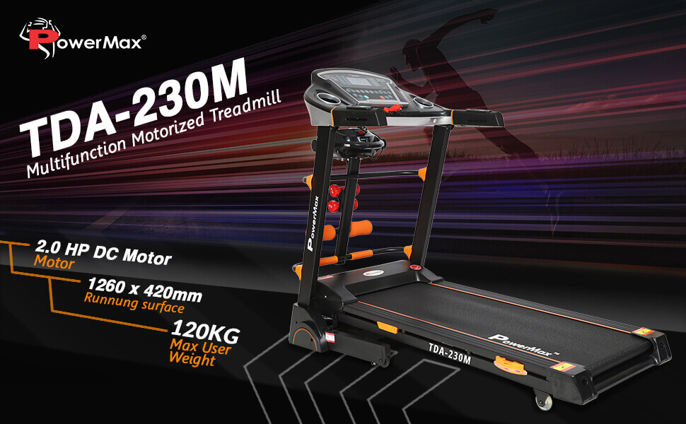 PowerMax Fitness TDA-230M Multifunction Motorized Treadmill with Semi-Auto Lubrication