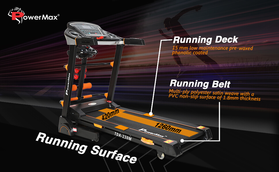PowerMax Fitness TDA-230M Multifunction Motorized Treadmill with Semi-Auto Lubrication