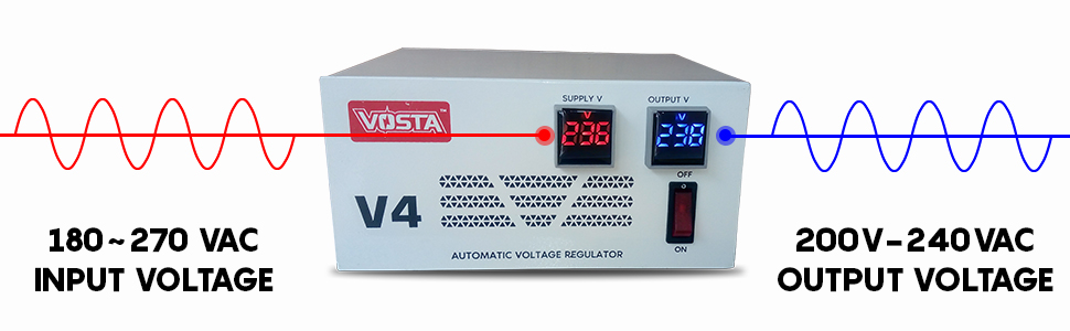 Vosta V4 Digital Stabilizer - Input: 180~270 VAC & Output: 220 VAC (±9%)