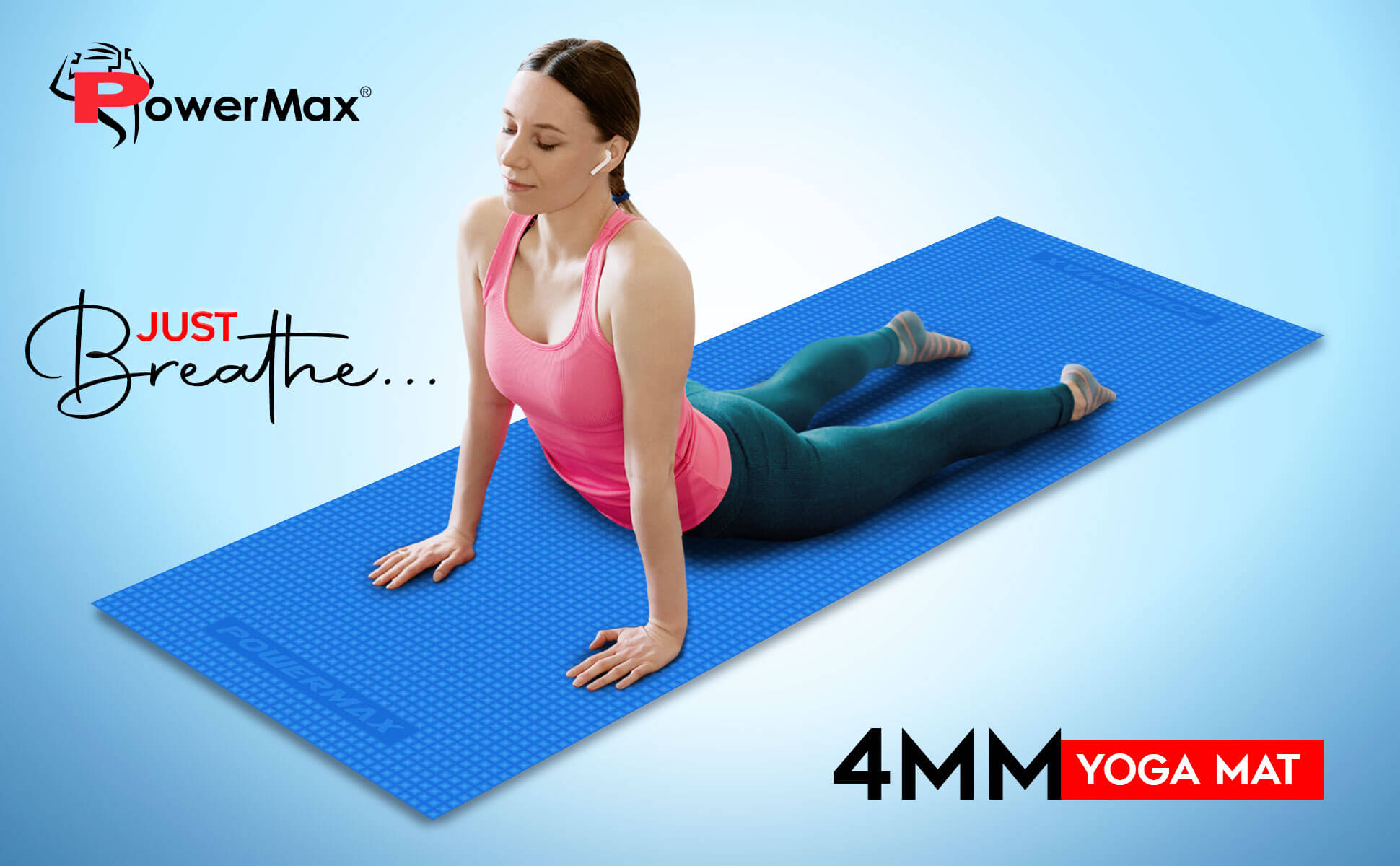 buy powermax 4mm thick premium exercise blue color yoga mat