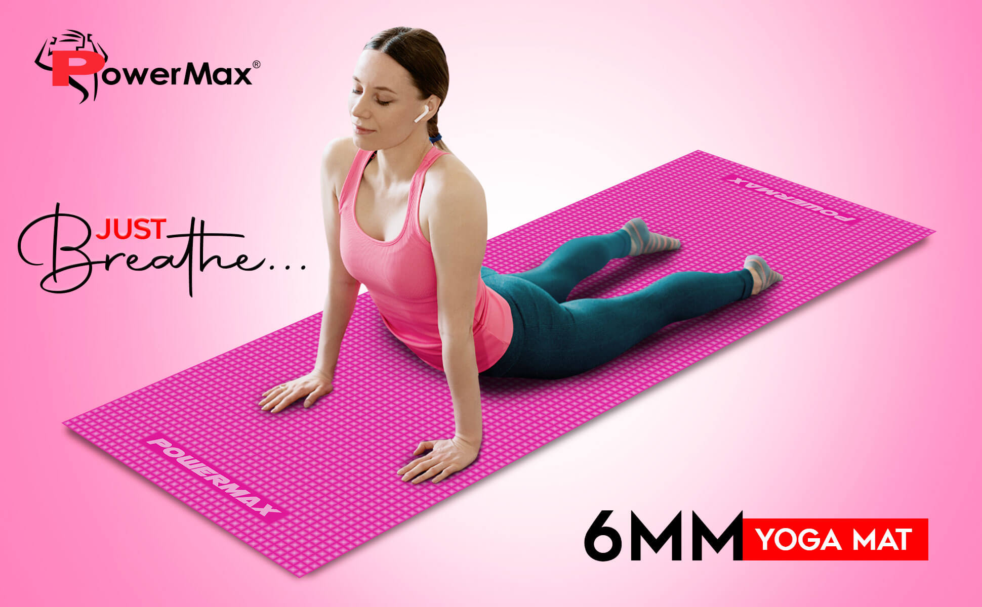 buy powermax 6mm thick premium exercise pink color yoga mat