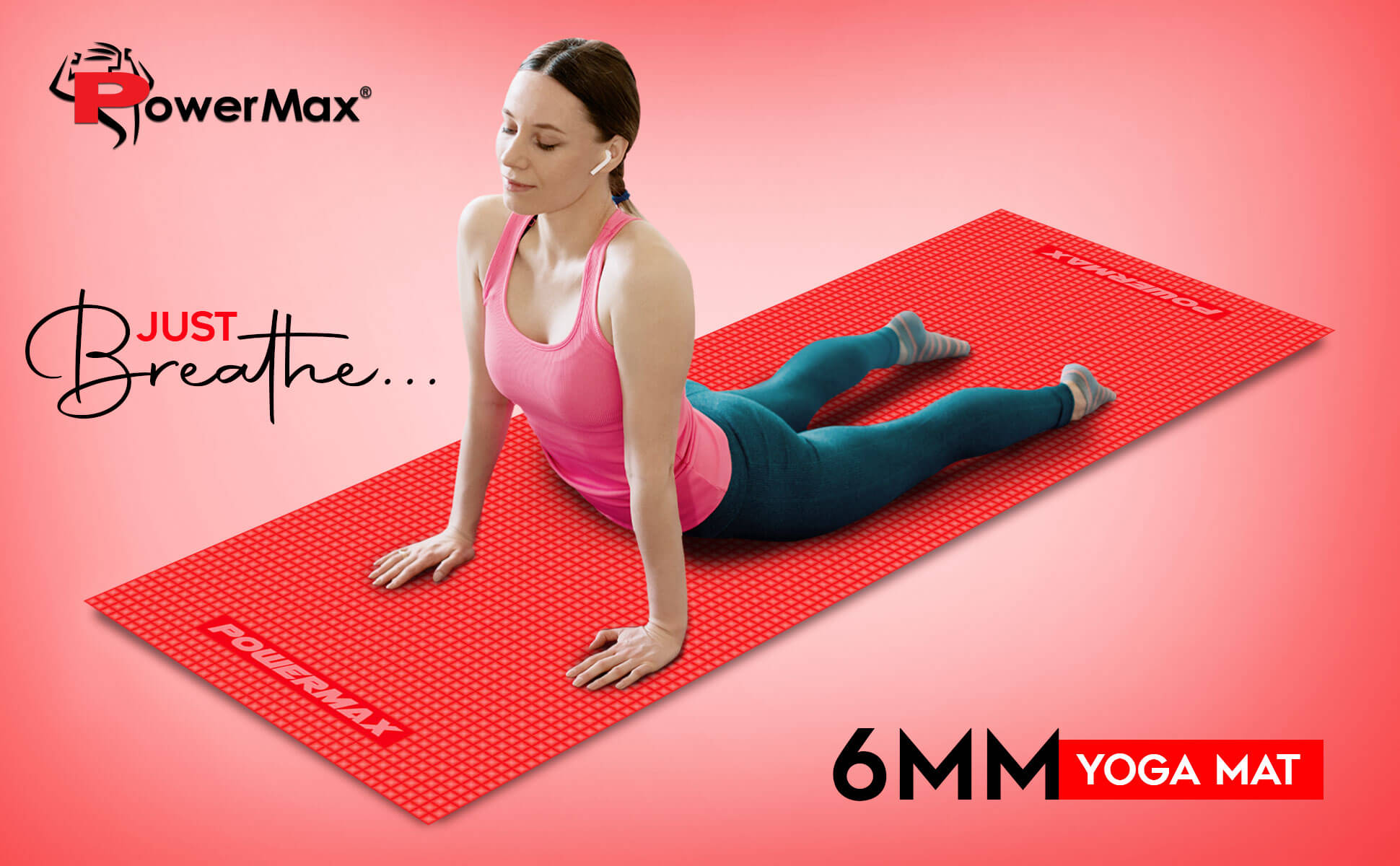 PowerMax Fitness 6mm Thick Premium Red Colour Yoga Mat