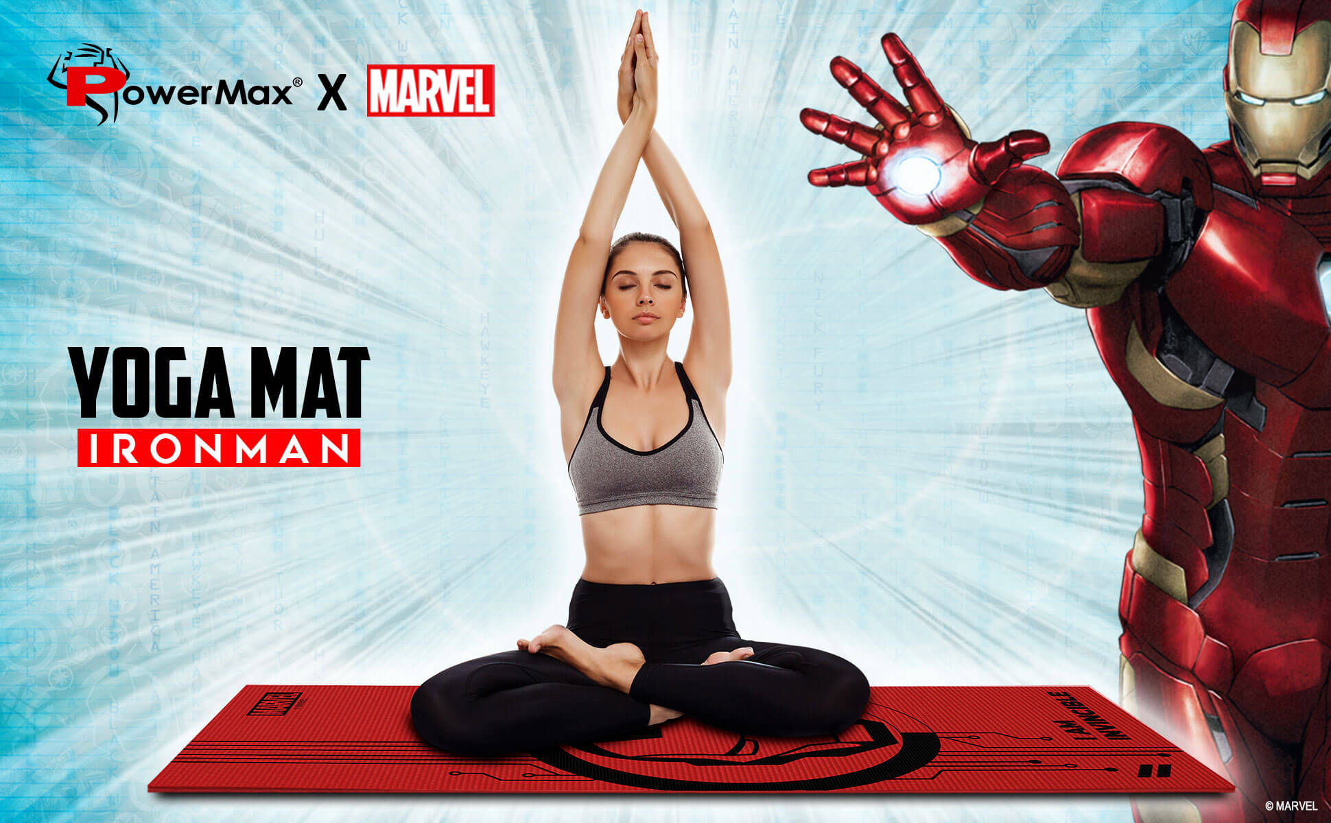 buy powermax x marvel yp6-1.3 ironman pvc yoga mat with bag for gym workout