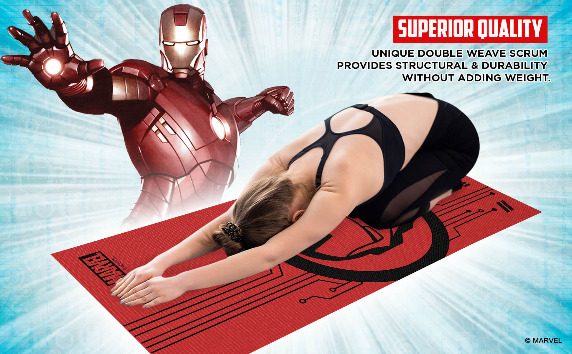 buy powermax x marvel yp6-1.3 ironman pvc yoga mat with bag for gym workout