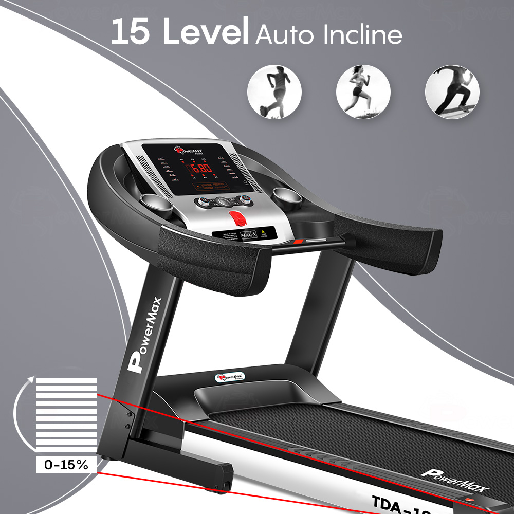 PowerMax Fitness TDA-100 Motorized Foldable Home Use Treadmill Running Machine for Max Pro-Workout by Walk, Run & Jog